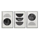 Cargar imagen en el visor de la galería, Set 3 Cuadros Decorativos Abstracto Negro Arena 045 - Arte Geométrico Círculos en Negro Estilo Boho Minimalista
