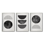 Cargar imagen en el visor de la galería, Set 3 Cuadros Decorativos Abstracto Negro Arena 045 - Arte Geométrico Círculos en Negro Estilo Boho Minimalista
