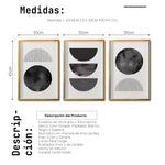 Cargar imagen en el visor de la galería, Set 3 Cuadros Decorativos Abstracto Negro Arena 045 - Arte Geométrico Círculos en Negro Estilo Boho Minimalista
