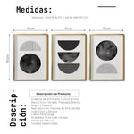 Cargar imagen en el visor de la galería, Set 3 Cuadros Decorativos Abstracto Negro Arena 045 - Arte Geométrico Círculos en Negro Estilo Boho Minimalista
