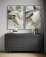 Cargar imagen en el visor de la galería, Set Cuadros Decorativos Abstracto Negro Arena 2 - 202 - Díptico Minimalista Estilo Boho Arte en tonos Neutros
