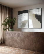 Cargar imagen en el visor de la galería, Set Cuadros Decorativos Abstracto Negro Arena  2 - 243 - Diptico Moderno Estilo Nordico Tonos Neutros
