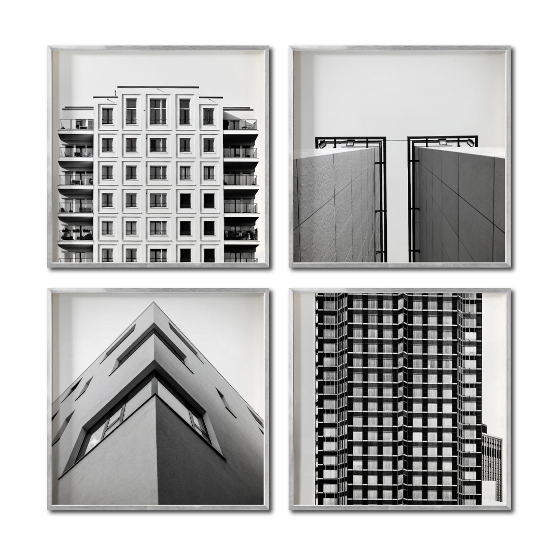 Set 4 Cuadros Decorativos Arquitectónico 046 - Edificios Blanco y Negro
