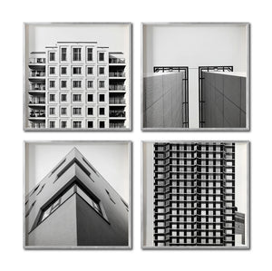Set 4 Cuadros Decorativos Arquitectónico 046 - Edificios Blanco y Negro