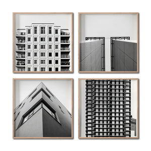 Set 4 Cuadros Decorativos Arquitectónico 046 - Edificios Blanco y Negro