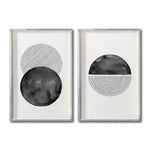 Cargar imagen en el visor de la galería, Set 2 Cuadros Decorativos Abstracto Negro Arena 046 - Arte Geométrico Círculos en Negro Estilo Boho Minimalista
