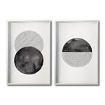 Cargar imagen en el visor de la galería, Set 2 Cuadros Decorativos Abstracto Negro Arena 046 - Arte Geométrico Círculos en Negro Estilo Boho Minimalista
