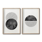 Cargar imagen en el visor de la galería, Set Cuadros Decorativos Abstracto Negro Arena 046 - Arte Geométrico Círculos en Negro Estilo Boho Minimalista-Para Sala
