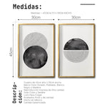 Cargar imagen en el visor de la galería, Set 2 Cuadros Decorativos Abstracto Negro Arena 046 - Arte Geométrico Círculos en Negro Estilo Boho Minimalista
