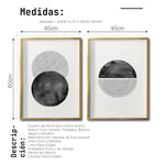 Cargar imagen en el visor de la galería, Set Cuadros Decorativos Abstracto Negro Arena 046 - Arte Geométrico Círculos en Negro Estilo Boho Minimalista-Para Sala
