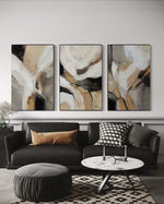 Cargar imagen en el visor de la galería, Set Cuadros Decorativos Abstracto Negro Arena 2 - 206 - Triptico Minimalista Arte Moderno y Elegante Estilo Nordico en Tonos Neutros
