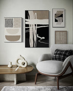 Cargar imagen en el visor de la galería, Set Cuadros Decorativos Abstracto Negro Arena 2-218 B - 4piezas Minimalistas Arte Moderno Estilo Nordico en Tonos Neutros

