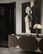 Cargar imagen en el visor de la galería, Cuadro Decorativo Abstracto Negro Arena 2-223 Siluetas Humanas Minimalistas Arte Moderno de Pareja Rostro en Negro y Beige Tonos Neutros
