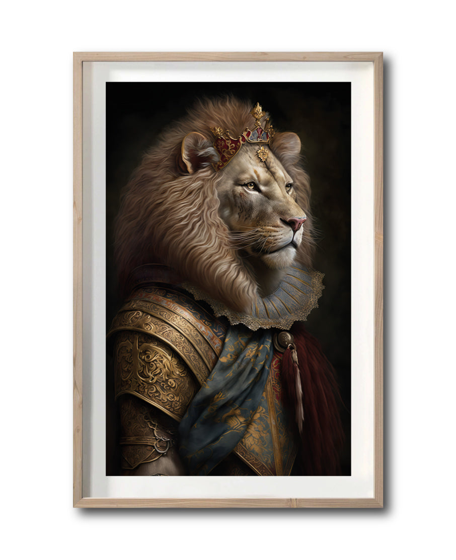 Cuadro Decorativo Animales Época 048 - Rey León con Corona