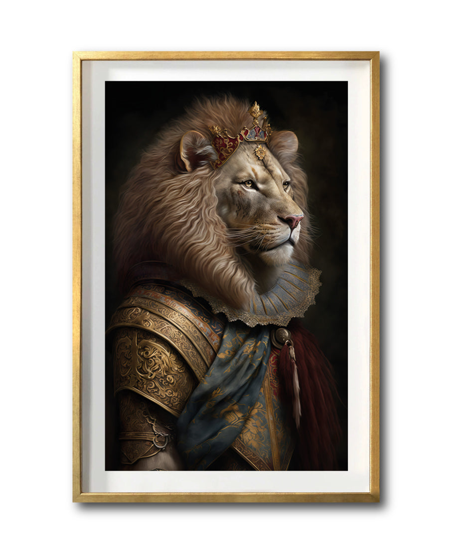 Cuadro Decorativo Animales Época 048 - Rey León con Corona