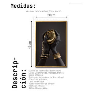 Cuadro Decorativo Black Woman 047 - Manos de Mujer Negra Africana con Joyas Doradas