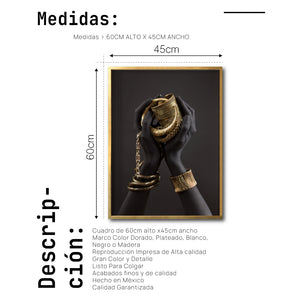 Cuadro Decorativo Black Woman 047 - Manos de Mujer Negra Africana con Joyas Doradas