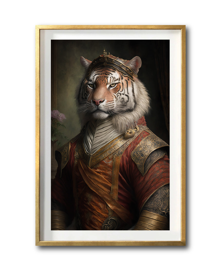 Cuadro Decorativo Animales Época 049 - Rey Tigre con Corona