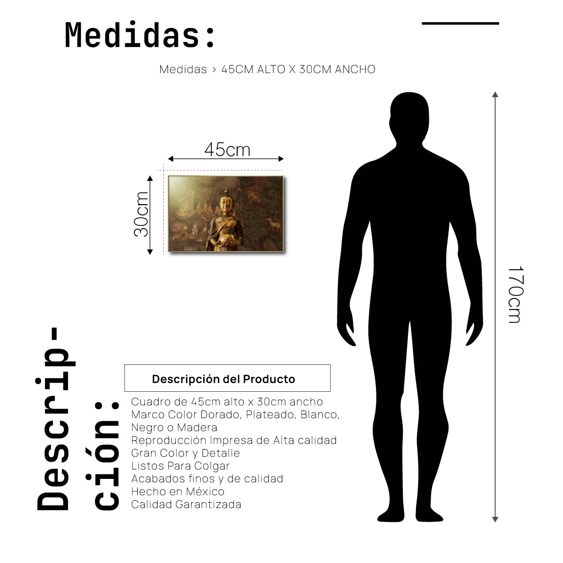 Cuadro Decorativo - Zen 049 - Buda en Meditación - Escultura