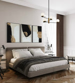 Cargar imagen en el visor de la galería, Set Cuadros Decorativos Abstracto Negro Arena 2 - 214 - Triptico Minimalista y Elegante Arte estilo Nordico en Tonos Beige, Negro, Blanco y Dorado Oro
