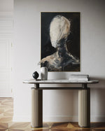 Cargar imagen en el visor de la galería, Cuadro Decorativo Abstracto Negro Arena 2-219 Rostro Moderno Arte Minimalista Cara en Beige y Negro Tonos Neutros
