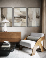 Cargar imagen en el visor de la galería, Set Cuadros Decorativos Abstracto Negro Arena 2 - 211 - Triptico En tonos Beige y Cafe Colores Neutros Arte Moderno Estilo Boho Nordico
