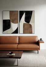 Cargar imagen en el visor de la galería, Set Cuadros Decorativos Abstracto Negro Arena 2 - 208 - Diptico Moderno y Elegante Estilo Nordico Boho en Tonos Neutros
