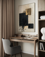 Cargar imagen en el visor de la galería, Cuadro Decorativo Abstracto Negro Arena 2-274 Arte Moderno y Elegante Estilo Nordico en Negro, Beige y Dorado Oro
