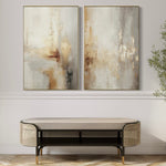 Cargar imagen en el visor de la galería, Set Cuadros Decorativos Abstracto Negro Arena 2 - 280 - Diptico Moderno y Elegante Arte Estilo Boho en Beige y Dorado Oro
