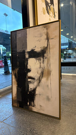 Cargar imagen en el visor de la galería, Cuadro Decorativo Abstracto Negro Arena 2-205 Rostro Estilo Nordico Cara Moderna en Tonos Neutros
