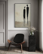 Cargar imagen en el visor de la galería, Cuadro Decorativo Abstracto Negro Arena 2- 225 Siluetas de Pareja Arte Moderno y Minimalista en Tonos Neutros
