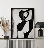 Cargar imagen en el visor de la galería, Cuadro Decorativo Abstracto Negro Arena 2-229 Silueta Femenina Minimalista  Arte Lineal Tribal
