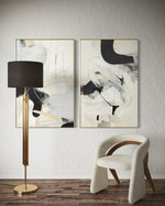 Cargar imagen en el visor de la galería, Set Cuadros Decorativos Abstracto Negro Arena 2 - 221 - Diptico Moderno Arte Minimalista Estilo Nordico Tonos Neutros
