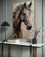 Cargar imagen en el visor de la galería, Cuadro Decorativo Abstracto Negro Arena 2 - 207 Caballo Estilo Nordico Arte Moderno en Tonos Neutros, Beige, Terracota, Negro y Gris
