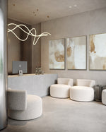 Cargar imagen en el visor de la galería, Set Cuadros Decorativos Abstracto Negro Arena 2 - 279 - Triptico Moderno y Elegante Arte Estilo Boho en Blanco, Beige y Dorado Oro
