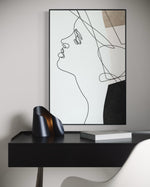 Cargar imagen en el visor de la galería, Cuadro Decorativo Abstracto Negro Arena 2-242 Silueta Femenina Arte Lineal Moderno y Minimalista Estilo Nordico Tonos Neutros

