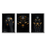 Cargar imagen en el visor de la galería, Set Cuadros Decorativos Black Woman 051 - Mujer Negra Africana con dorado
