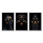 Cargar imagen en el visor de la galería, Set Cuadros Decorativos Black Woman 051 - Mujer Negra Africana con dorado
