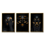 Cargar imagen en el visor de la galería, Set Cuadros Decorativos Black Woman 051 - Mujer Negra Africana con dorado
