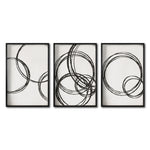 Cargar imagen en el visor de la galería, Set 3 Cuadros Decorativos Abstracto Negro Arena 051 - Estilo Boho Minimalista Trazos Circulares
