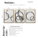 Cargar imagen en el visor de la galería, Set 3 Cuadros Decorativos Abstracto Negro Arena 051 - Estilo Boho Minimalista Trazos Circulares
