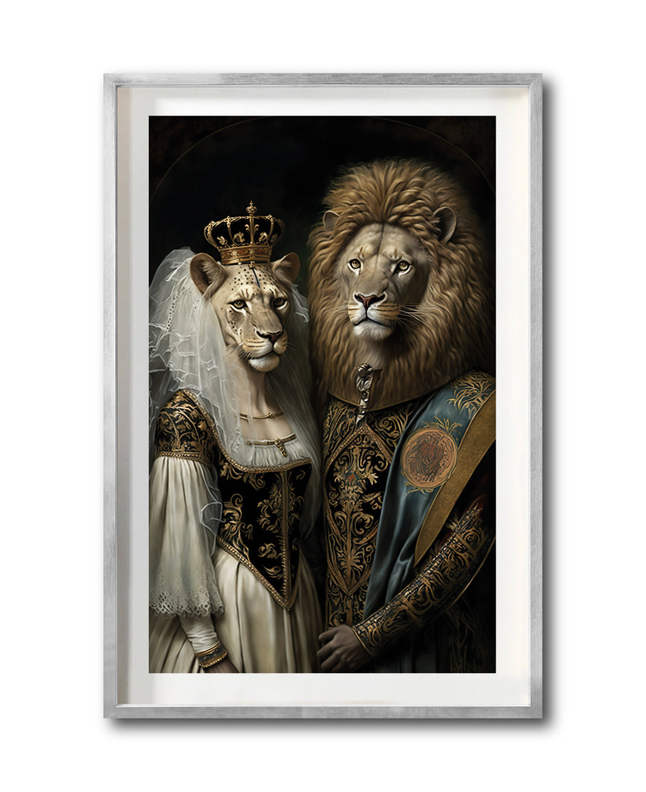 Cuadro Decorativo Animales Época 052 - Pareja de Leones Vintage