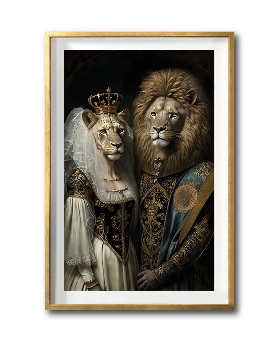 Cuadro Decorativo Animales Época 052 - Pareja de Leones Vintage