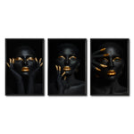 Cargar imagen en el visor de la galería, Set Cuadros Decorativos Black Woman 052 - Mujer Negra Africana con dorado
