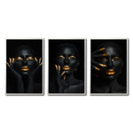 Cargar imagen en el visor de la galería, Set Cuadros Decorativos Black Woman 052 - Mujer Negra Africana con dorado
