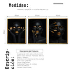 Cargar imagen en el visor de la galería, Set Cuadros Decorativos Black Woman 052 - Mujer Negra Africana con dorado
