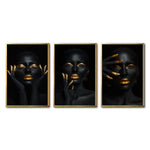 Cargar imagen en el visor de la galería, Set Cuadros Decorativos Black Woman 052 - Mujer Negra Africana con dorado
