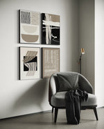 Cargar imagen en el visor de la galería, Set Cuadros Decorativos Abstracto Negro Arena 2 - 218 C - 4piezas Arte Moderno y Minimalista Estilo Boho Nordico Tonos Neutros
