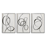 Cargar imagen en el visor de la galería, Set 3 Cuadros Decorativos Abstracto Negro Arena 052 - Estilo Boho Minimalista Trazo en Líneas
