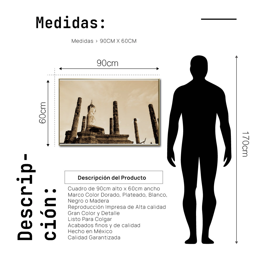 Cuadro Decorativo - Zen 052 - Templo de Meditación - Buda en Piedra